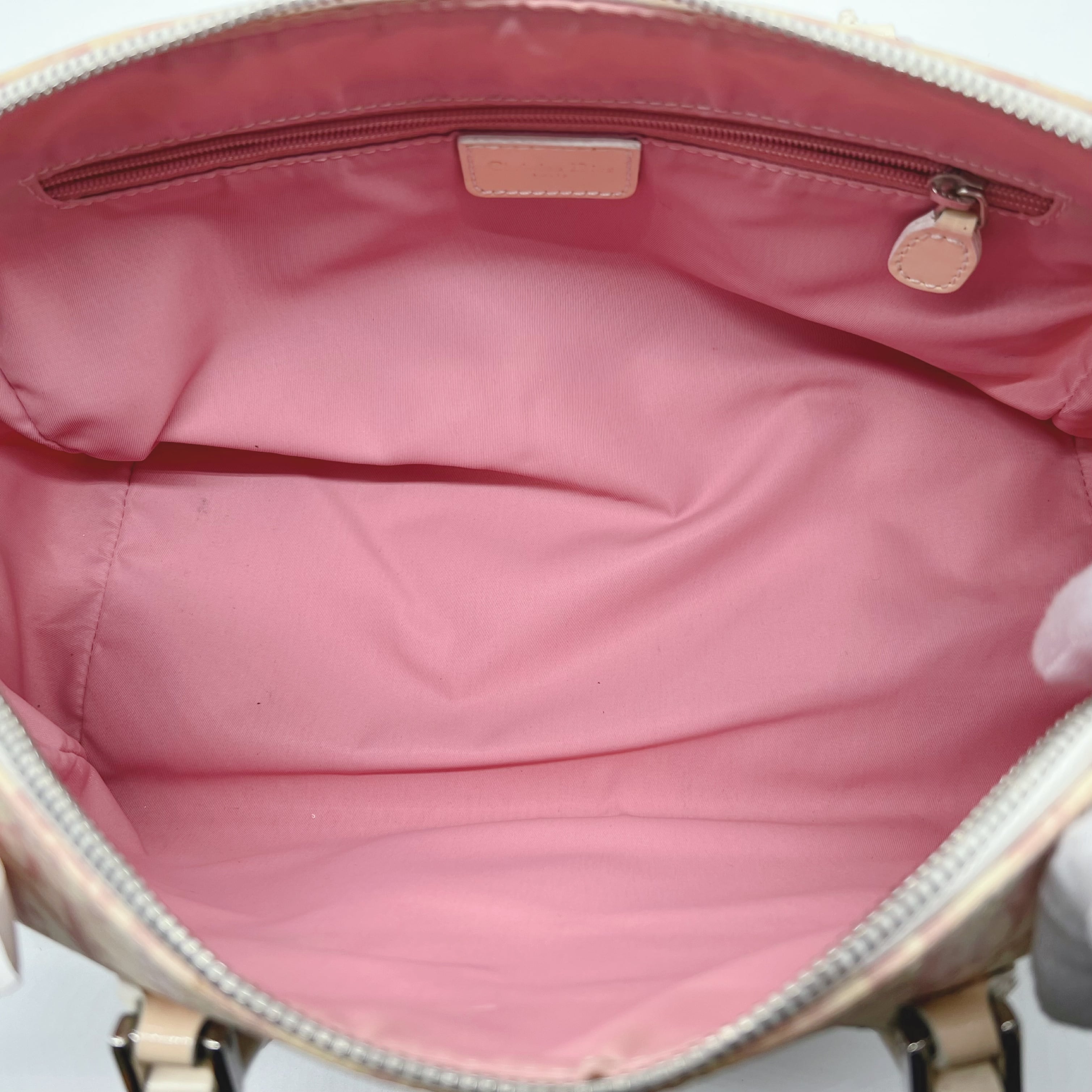 ディオール Dior ピンク ハンドバッグ フラワ Dior】ディオール トロッター柄 フラワー ハンドバッグ ピンク