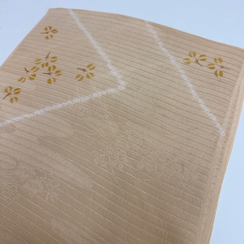 夏帯揚げ 新品 夏用 帯揚 ベージュ 小紋 紬 訪問着 普段着用 礼装用 正絹 絹100% 和装小物 5715