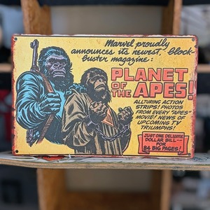 送料無料！ちょうどいいブリキ看板 【 Planet of the Apes 猿の惑星 】 METAL SIGN / メタルサイン / ブリキ看板 / サインボード / ビンテージ加工〚アメリカン雑貨 アメトイ〛