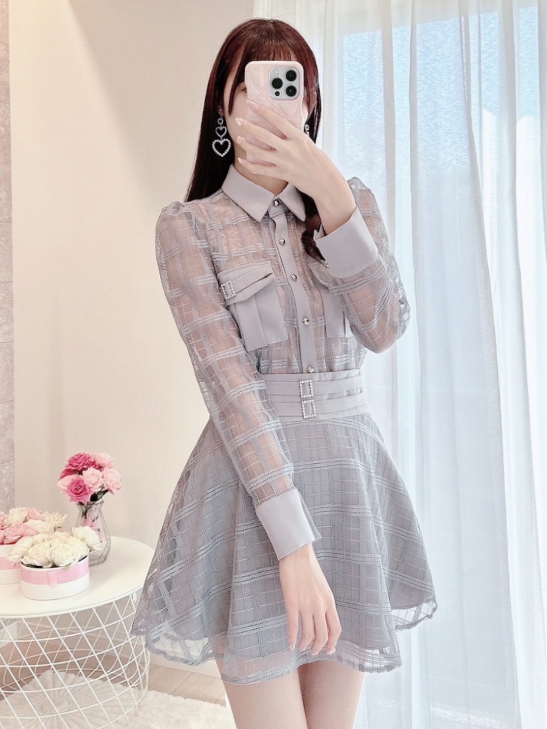 SALE☆（50％OFF✨SALE）即納きらめきジュエルチェックセットアップ