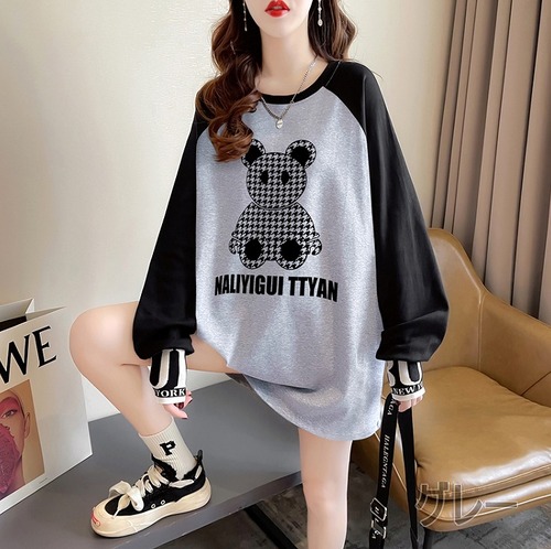 【秋冬新作】ファッションＴシャツ♪ホワイト/グレー2色展開◆#sebotv-2k68177