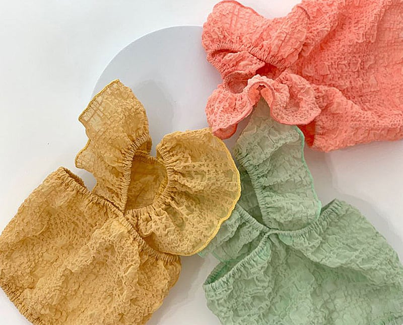 【SALE】bubble crop top XS ~ XL 3color / 犬服 夏 新作 タンクトップ 可愛い 犬の服 ショート丈 シンプル ドッグウェア 涼しい 袖なし ペット洋服 b1