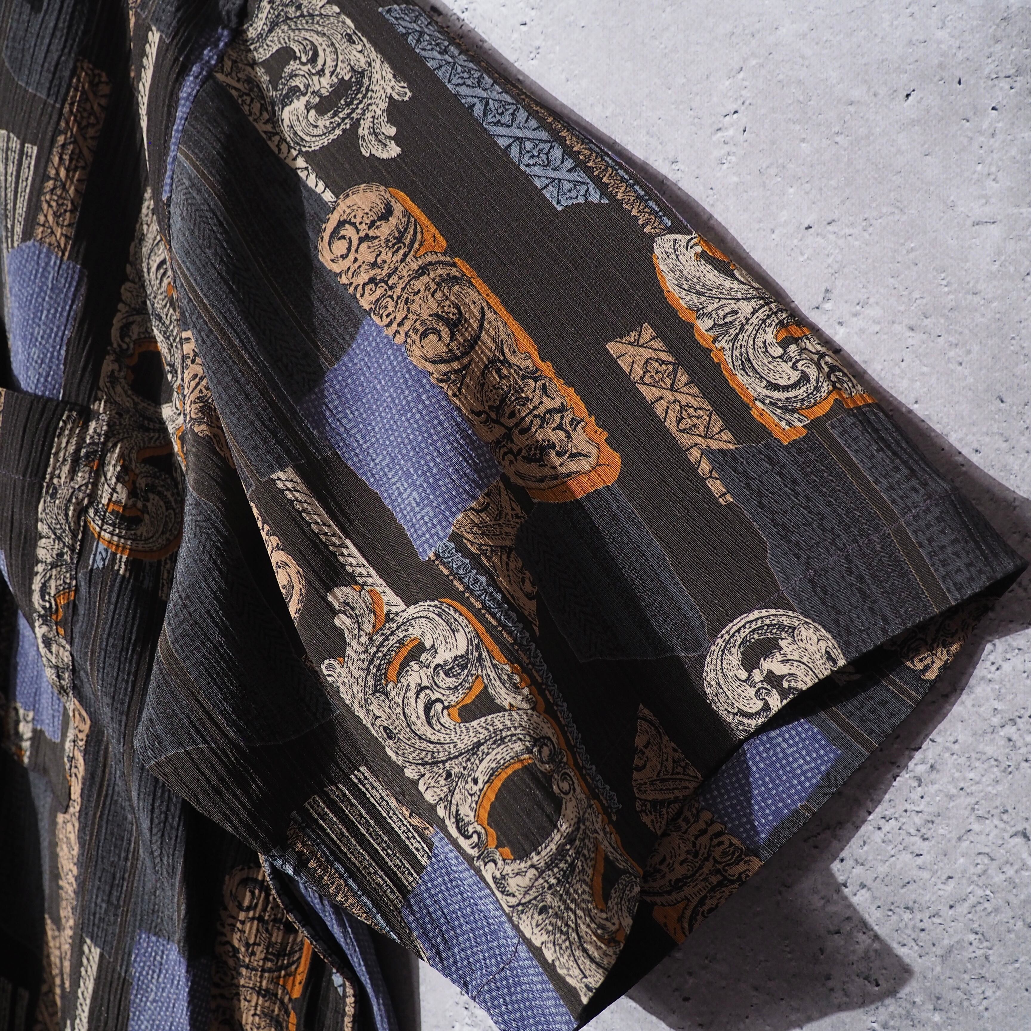 1990s Retro luxury pattern × pleats Design vintage drape loose shirt