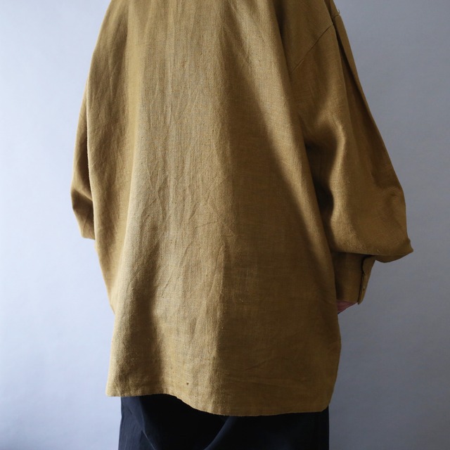 "刺繍" good design double button over silhouette linen shirt