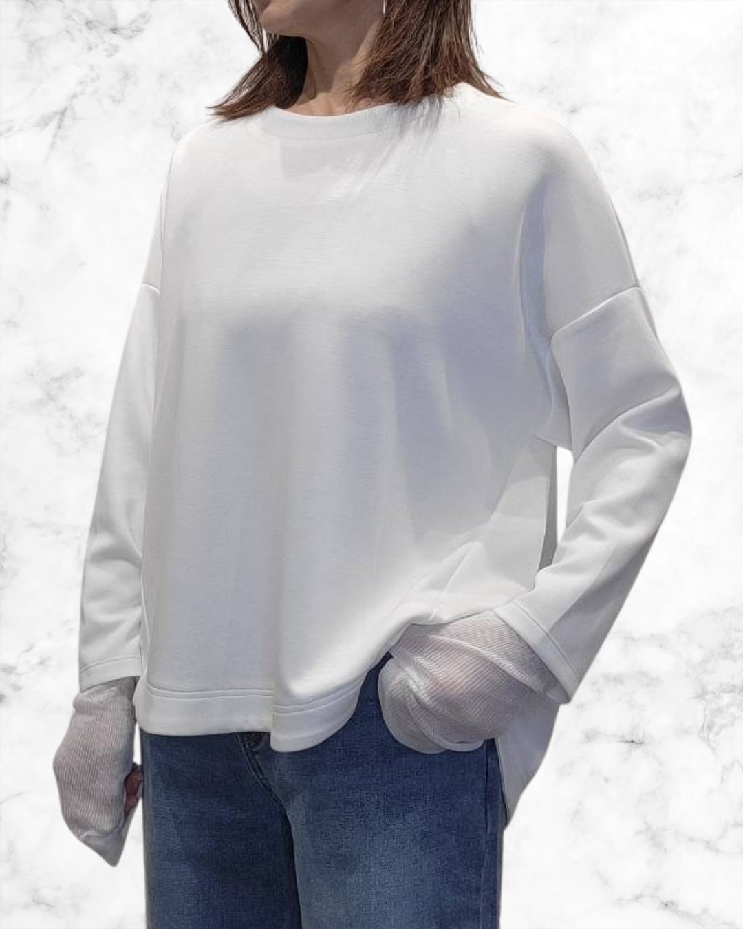 ボンディング×シアーニットレイヤードスリーブプルオーバー 875817 ayane アヤン