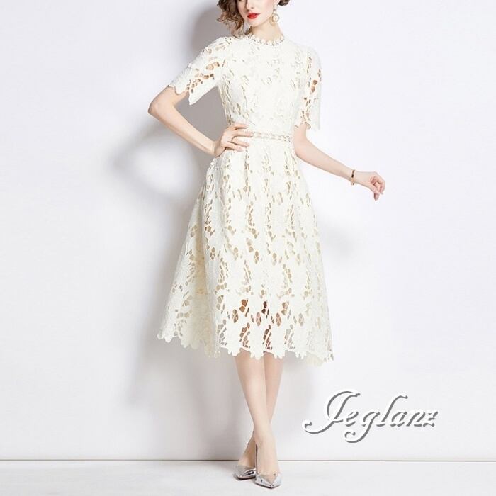 パーティ ドレス ワンピース カットワークレース エターナル(M9190)ζ