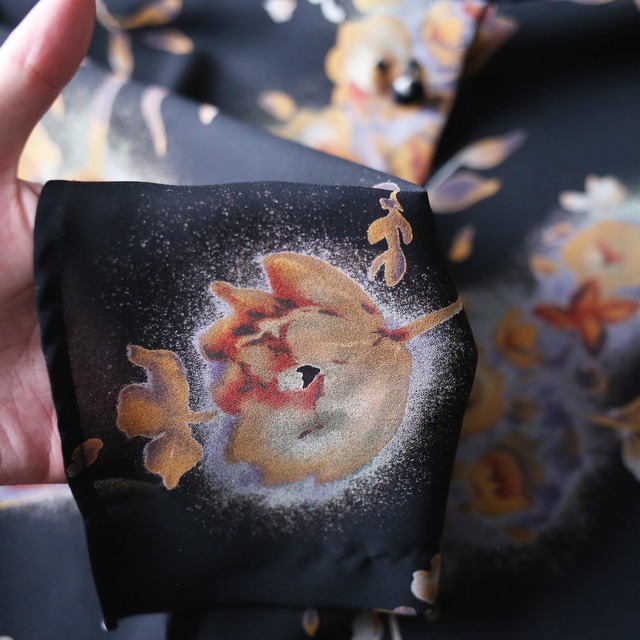 dark flower art pattern see-through shirt