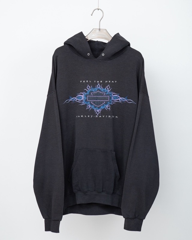 "HARLEY-DAVIDSON" good fade both sides print hoodie sweat