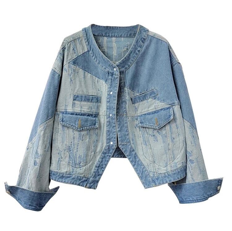 2size / ラウンドカラーパッチワークデニムジャケット