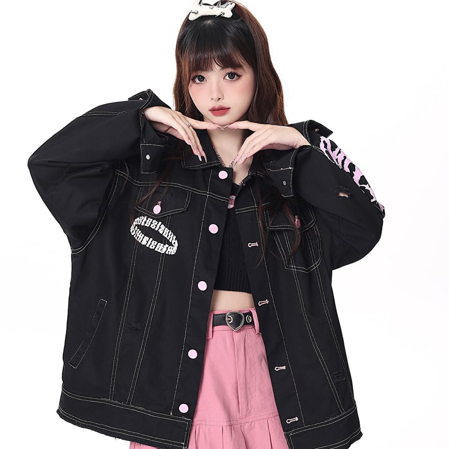 【国内発送】 SEASONZ ジャケット バックプリント Love カジュアル セミロリ