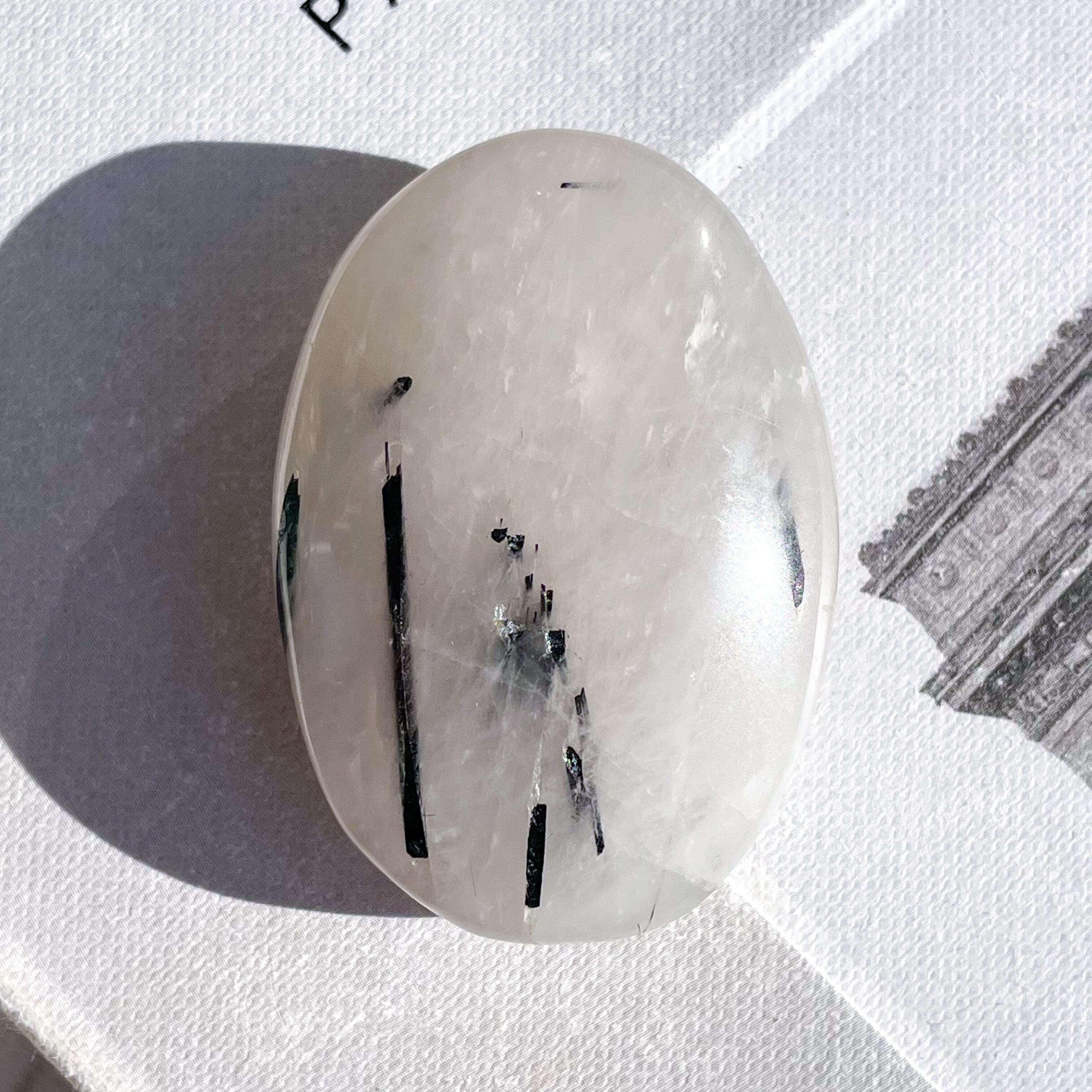 Black Tourmaline in Quartz Palmstone ✧ ブラックトルマリンinクォーツ