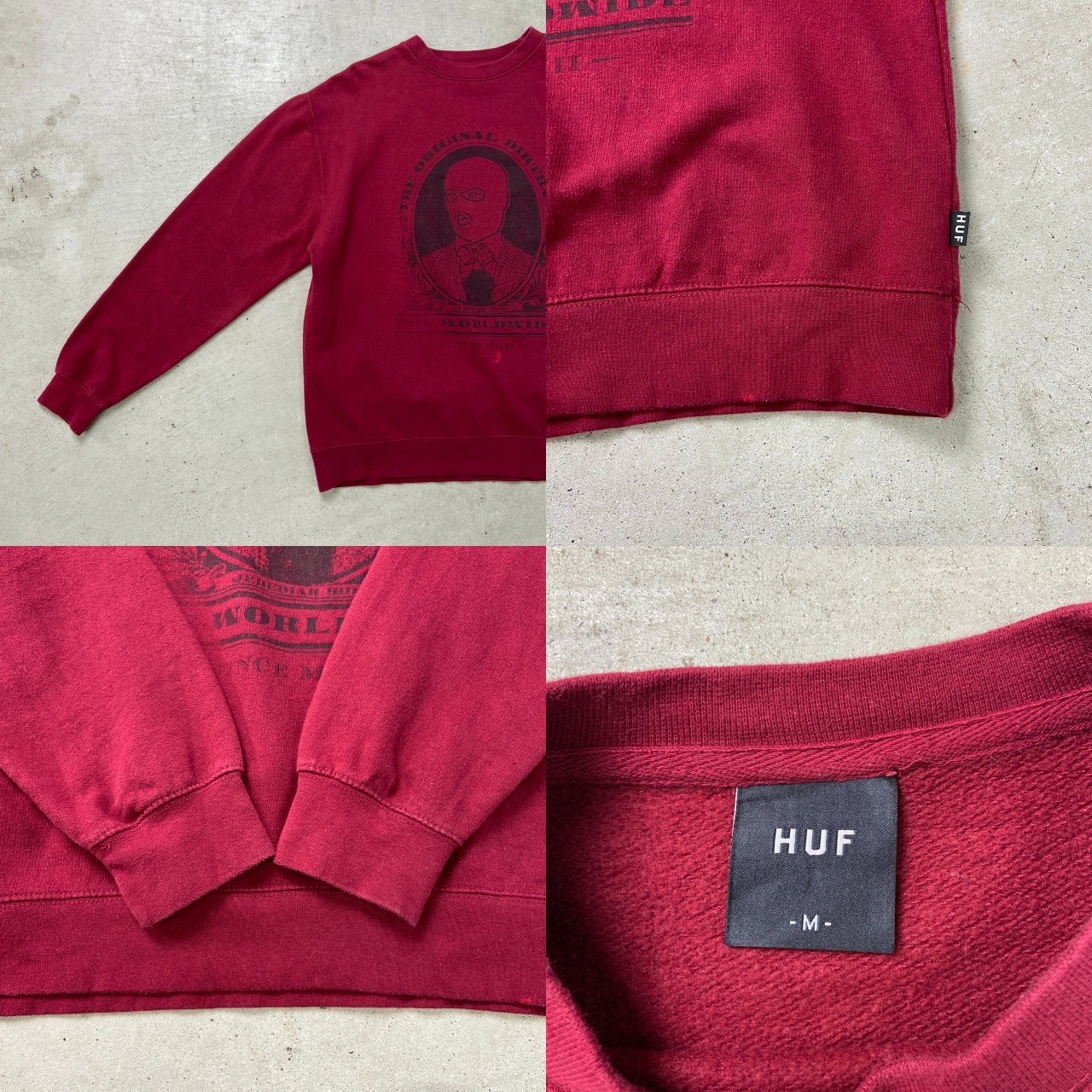 HUF ハフ ロゴプリント スウェットシャツ メンズL相当 古着 スケート 