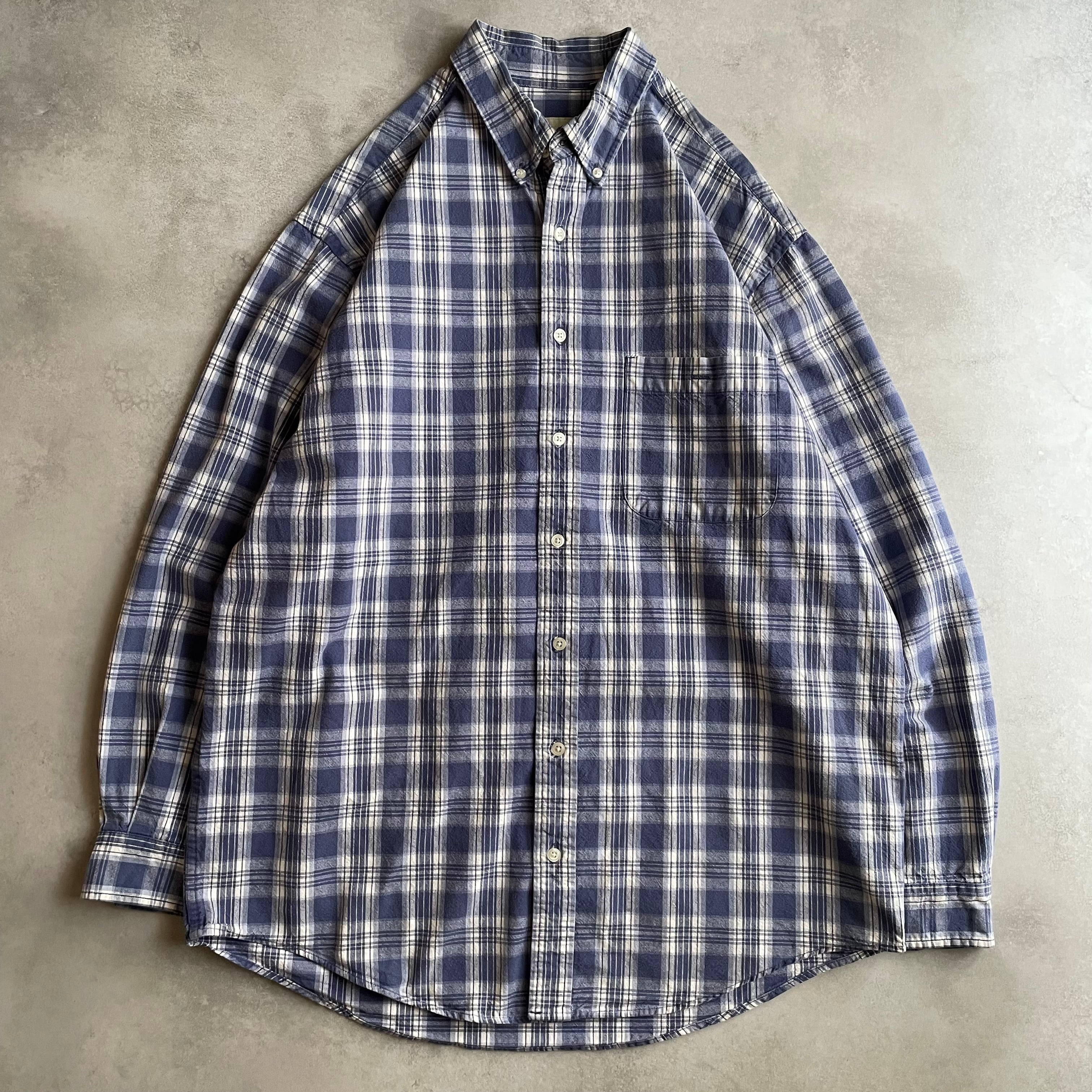 トップス 1990's Eddie Bauer L/S shirt check blue 90s Eddie Bauer L/S cotton check B.D shirt | 0 0 2