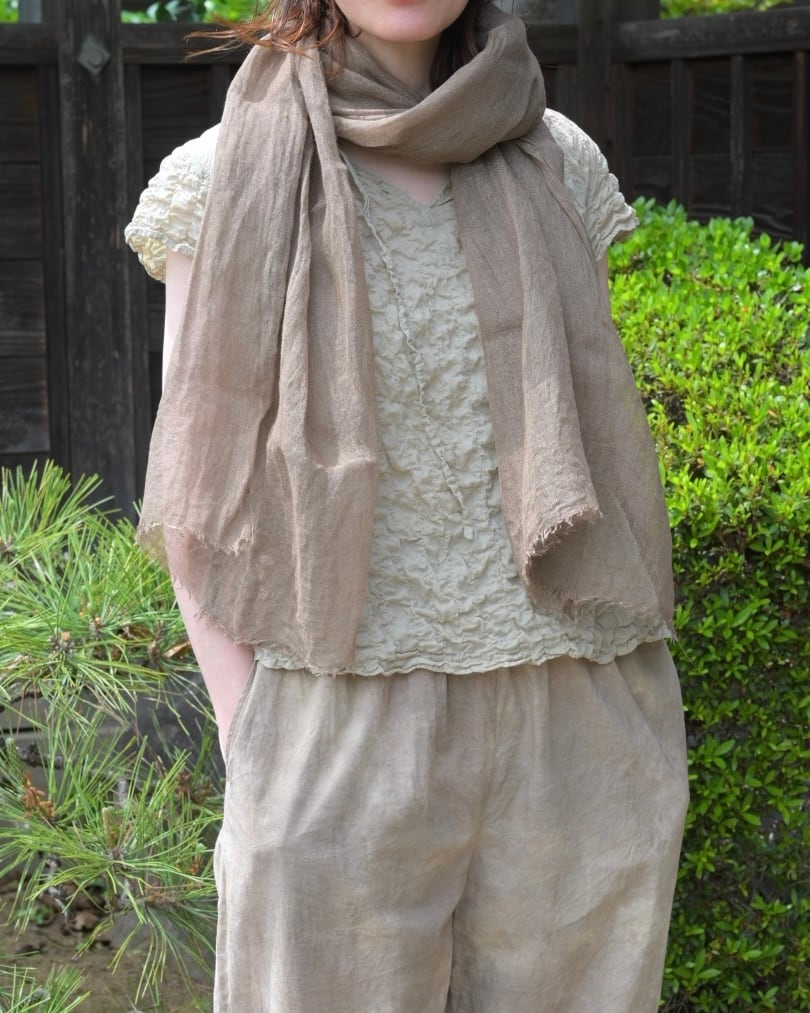 手染め 麻100% 麻布｜金魚草（植物染め）｜futashiba248 Linen textile