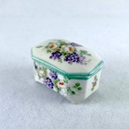 陶器の小物入れ　紫の花  ミニチュア　ミントグリーン ピルケース　 17otc14