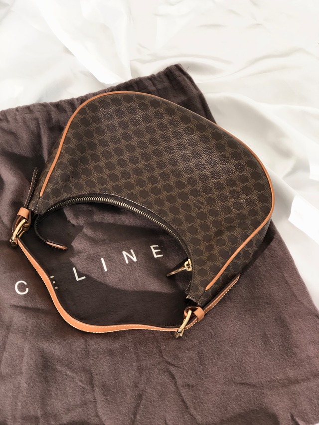 CELINE セリーヌ マカダム PVC レザー AVA ホーボーバッグ ショルダーバッグ ブラウン vintage ヴィンテージ オールド j3grwx