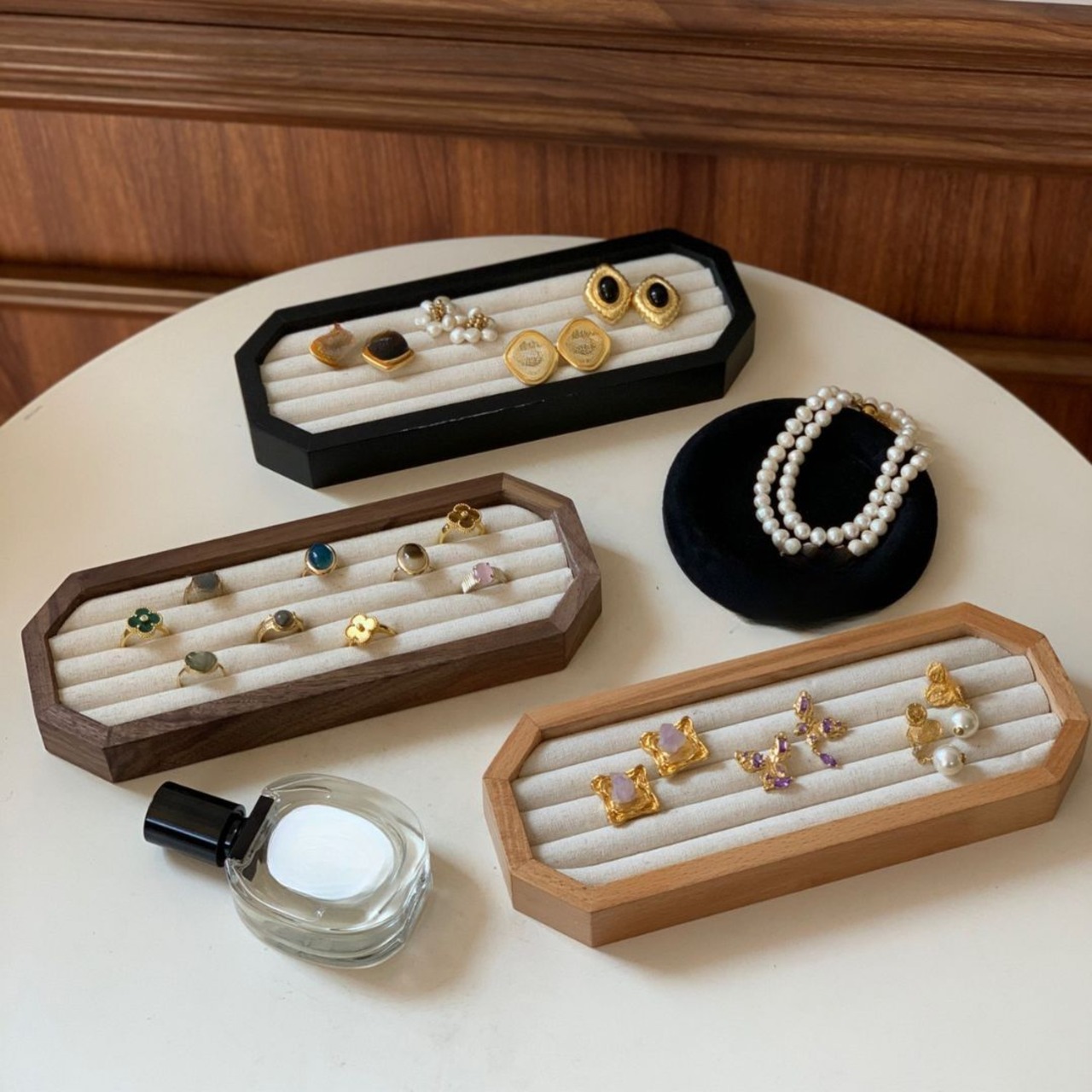 木製 ジュエリーボックス ︱ リング イヤリング トレイ ジュエリーラック 写真撮影 ディスプレイスタンド 特別仕様