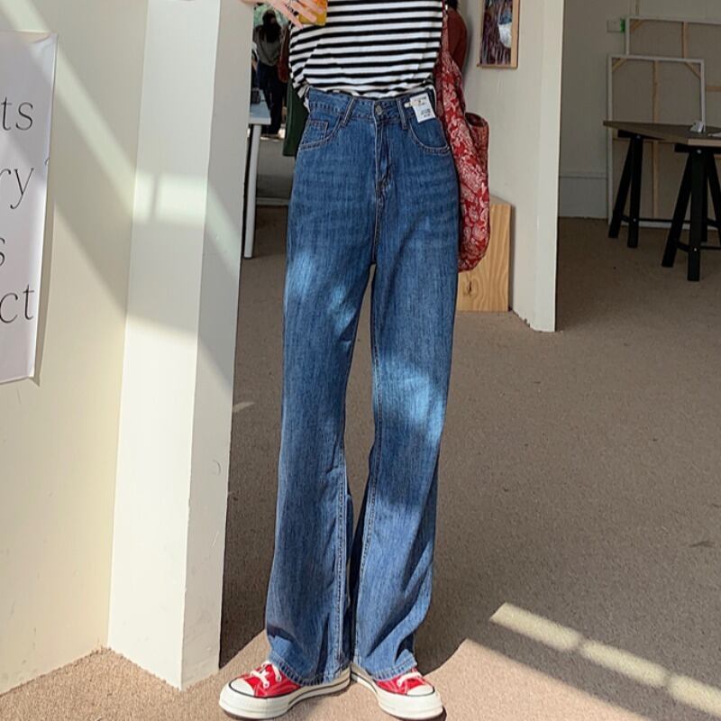 ジーンズ ウェストルーズ薄手 ワイドレッグ ワイドパンツ ハンチェンe43889855268