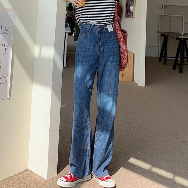 ジーンズ ウェストルーズ薄手 ワイドレッグ ワイドパンツ ハンチェンe43889855268