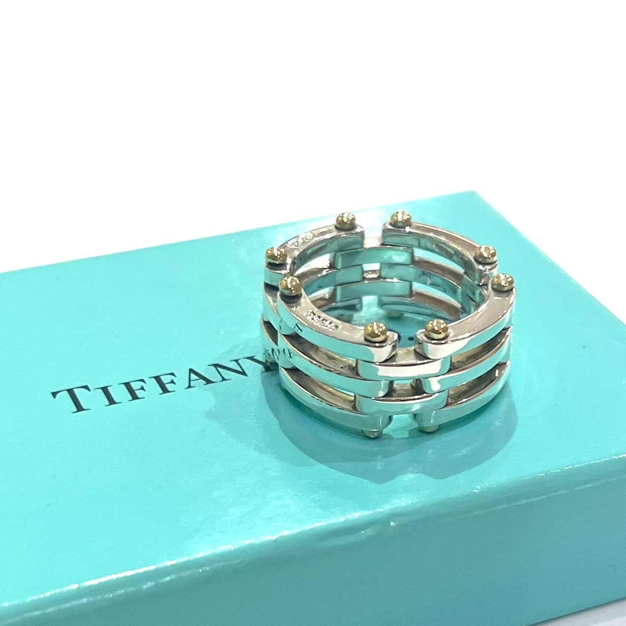 希少【TIFFANY&CO】2121 ゲートリング 18号／シルバー925×K18ゴールド