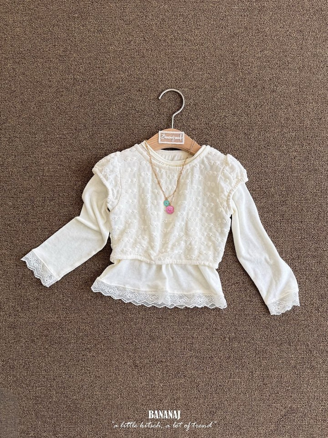 韓国子供服 / BANANA J / 26Autumn / バブル パフスリーブTシャツ / 秋服 / キッズ *XS~JS*
