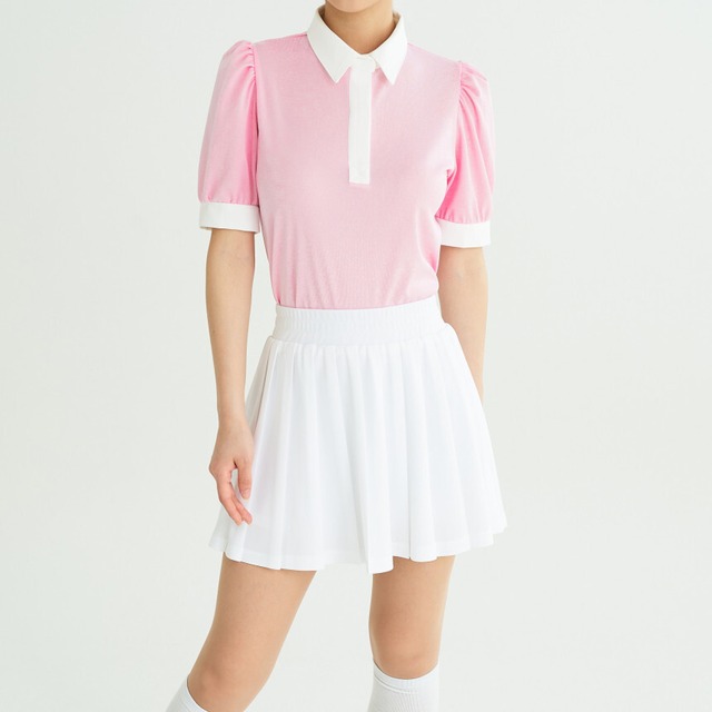 バルーン袖ボタンカラーシャツ