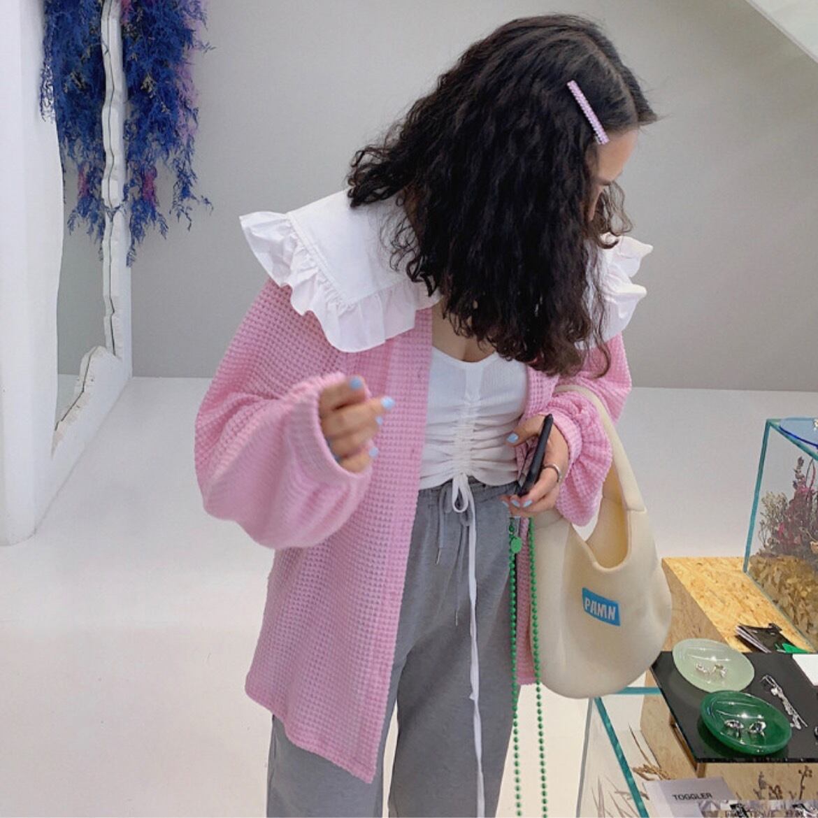 round collar summer knit cardigan_LN0922