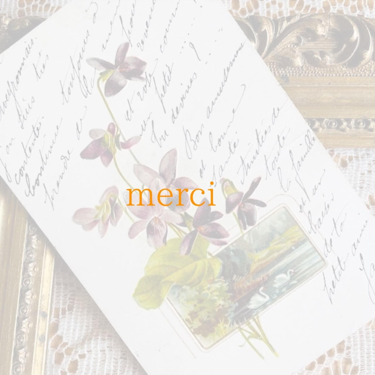 フランス アンティークポストカード すみれとスワン 1904 [s054f