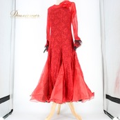 社交ダンス 衣装 スタンダード ドレス ワンピース パーティ衣装 ステージ衣装 オールシーズン 赤 黒 レッド系 ブラック系 SEKINE セキネ レース 鮮やか 高級感 洗練された デザイン コサージュ 取り外し可 ボリューム感 動きやすい サイズ調整 可愛い 伸縮性 日本製 おしゃれ 目立つ 公式 パフォーマンス ダンスウェア レディース 秋冬 おすすめ プラスサイズ お祝い クリスマス 春夏