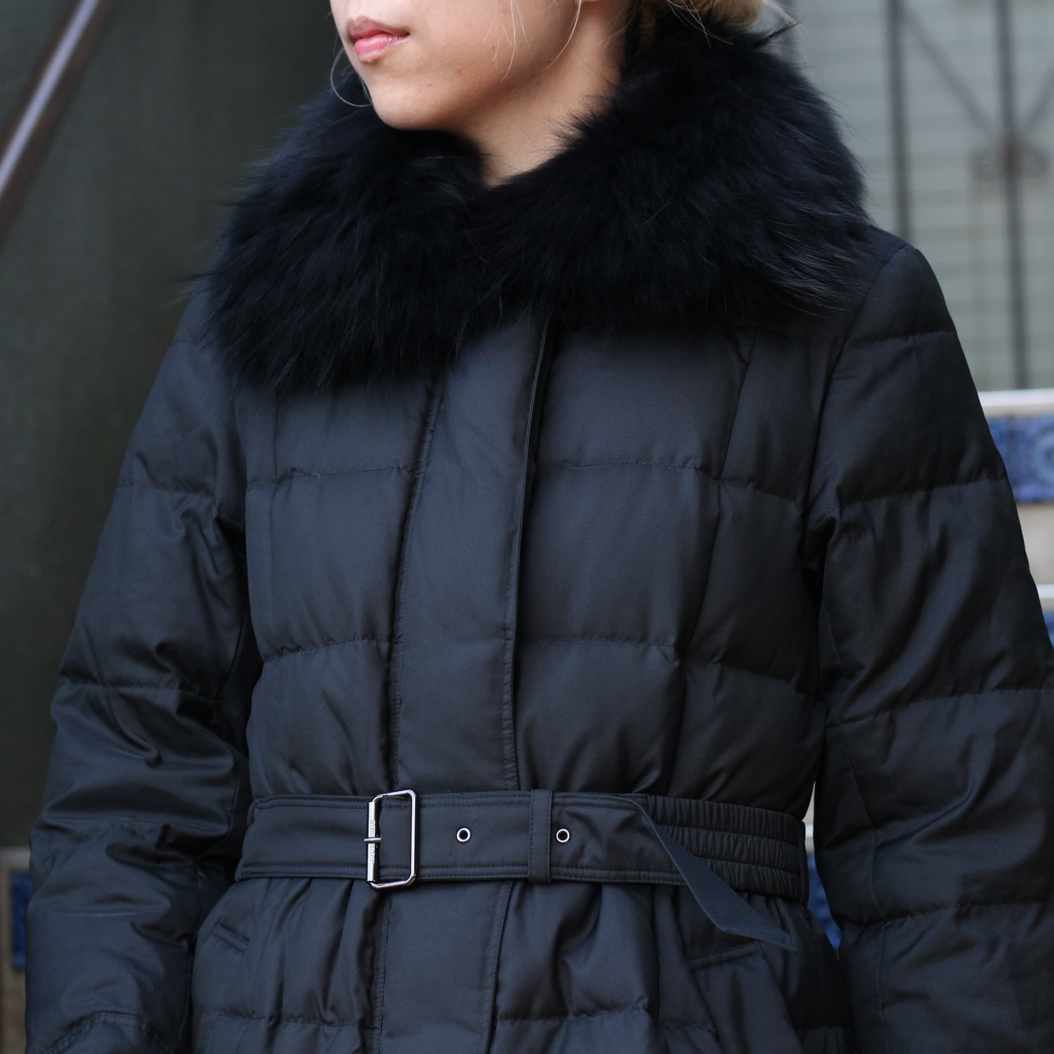 【美品】BURBERRY バーバリーロンドン ダウンコート 黒 Lサイズ程度 BURBERRY LONDON バーバリーロンドンファーベルテッドダウンコート