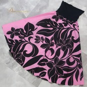 フラダンス 衣装 ワンピース ドレス ブラック系 ピンク系 ツーカラー チューブトップ プルメリア柄 モンステラ柄 かわいい 華やか 鮮やか 明るい 黒 ハワイアン アロハ ハワイアンプリント フラ ダンス レッスン 練習 おしゃれ ドレスアップ エレガント