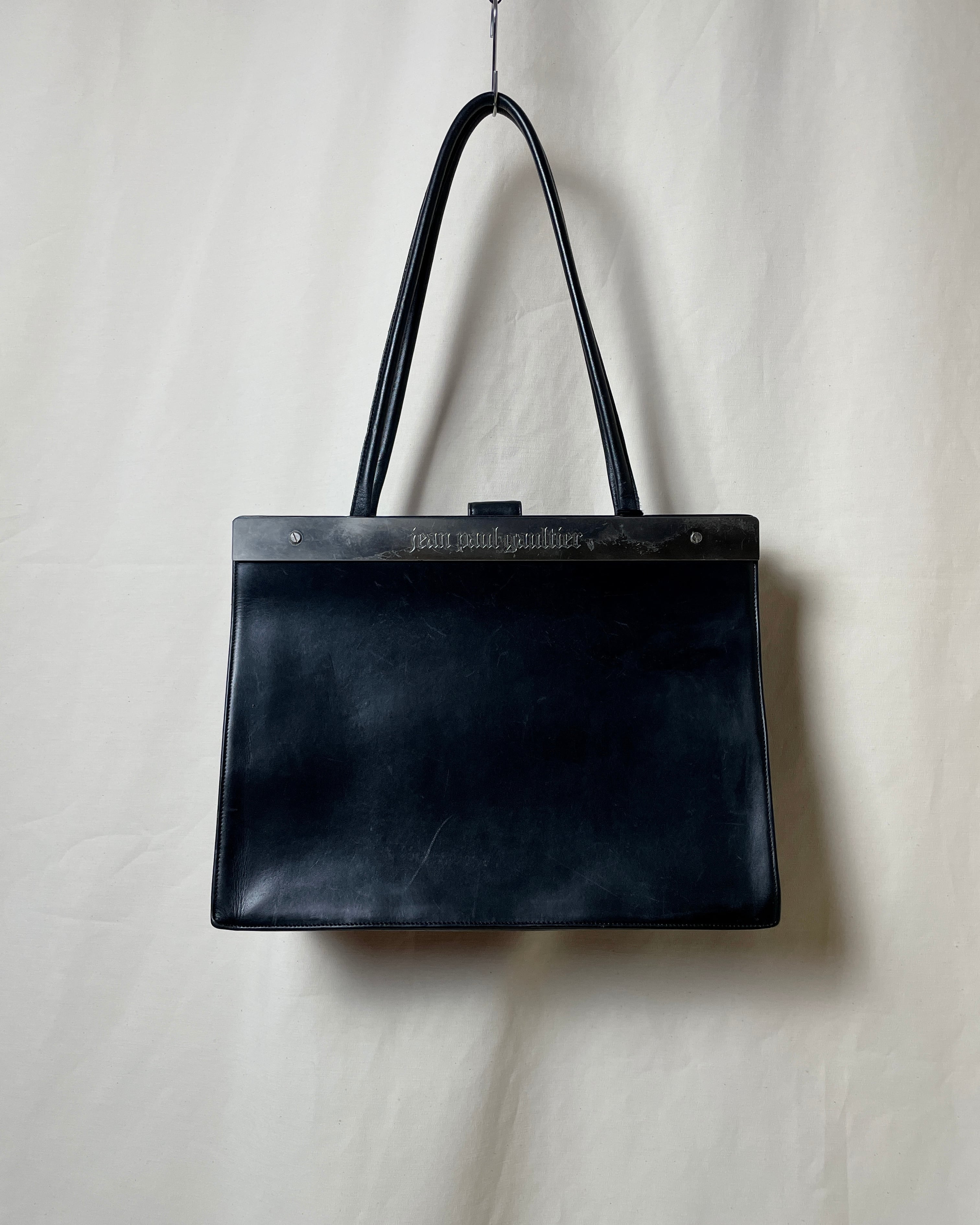 2000s Jean Paul Gaultier - Metal Plate Leather Tote bag