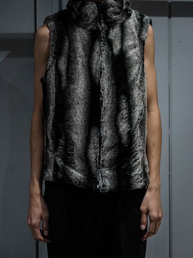 【add (C) vintage】“Reversible” Fur x Nylon Quilting Loose Vest