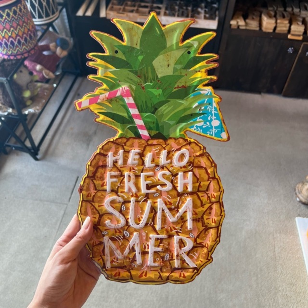 Antique Embossed Plate  Pineapple Summer　アンティークエンボスプレート　パイナップルサマー　pineapple　サマー　夏　パイナップル　プレート