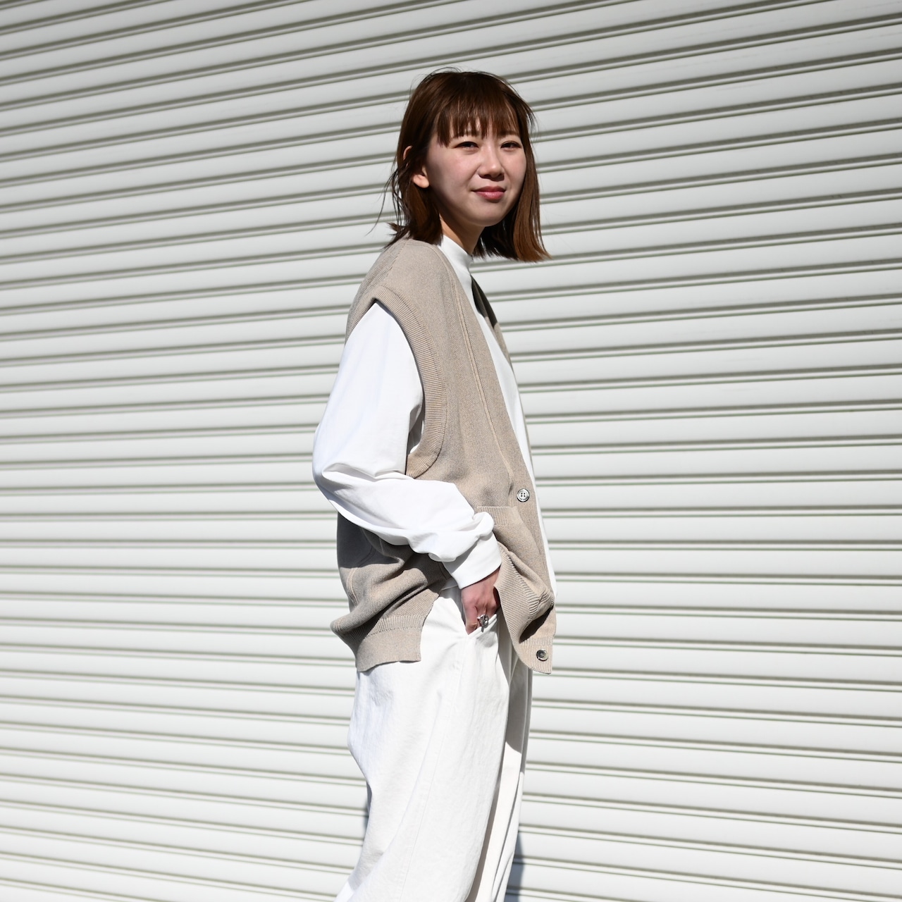 YASHIKI / GANKO別注 ×Shirotsume V-neck Vest(kibata)