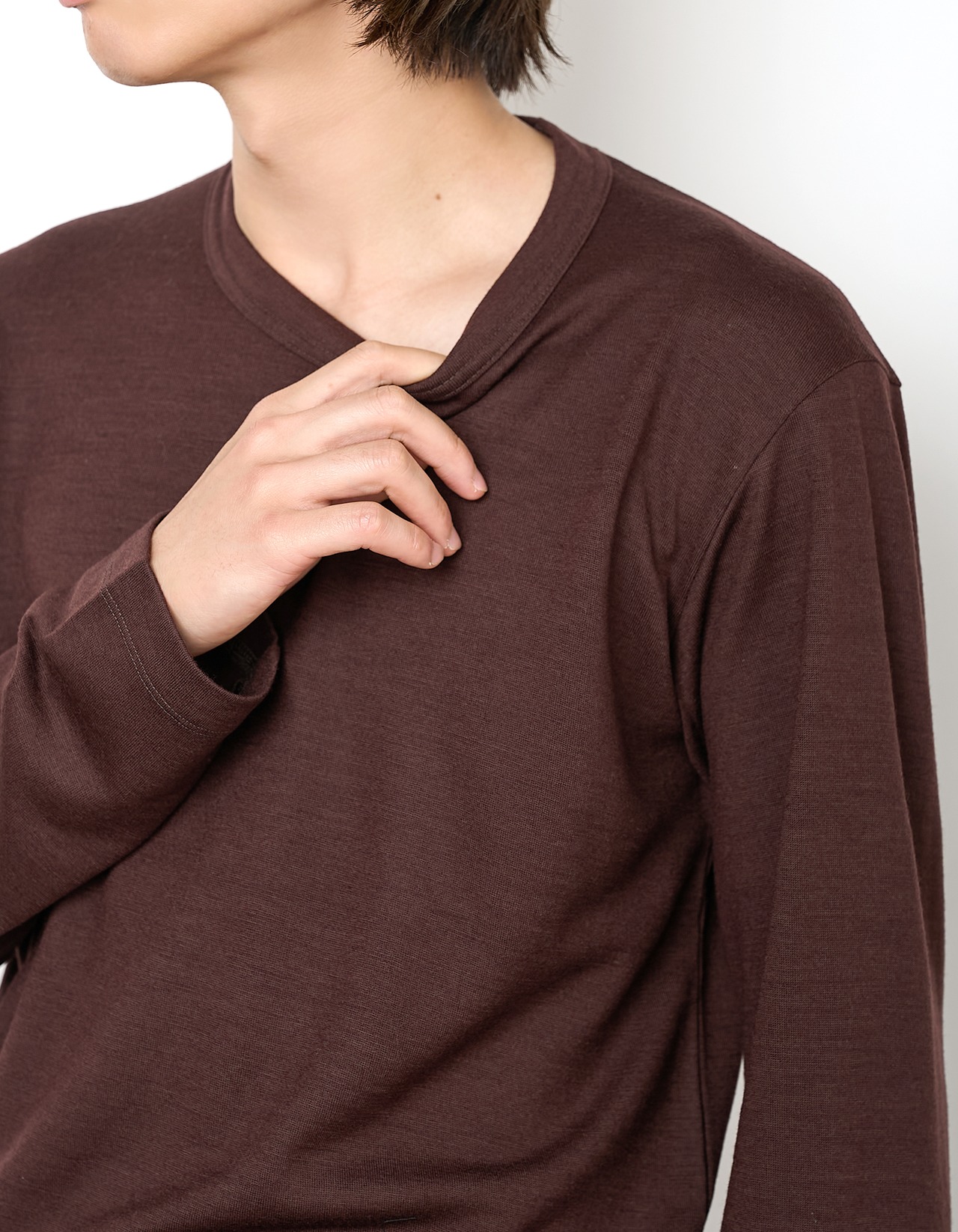ROTOL "Wool Basic Long Sleeve Tee〔BROWN〕"