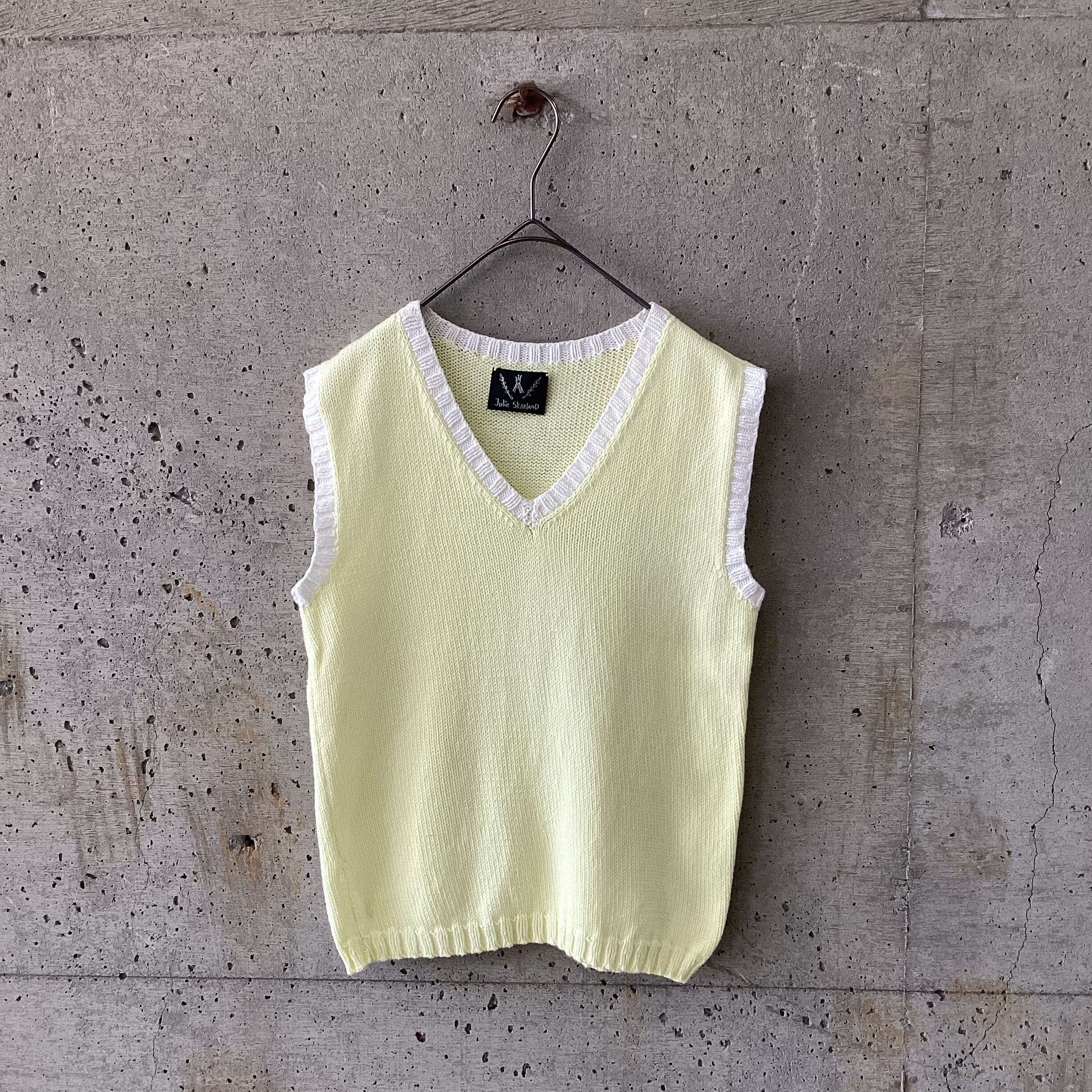 Yellow x White Line Knit Vest