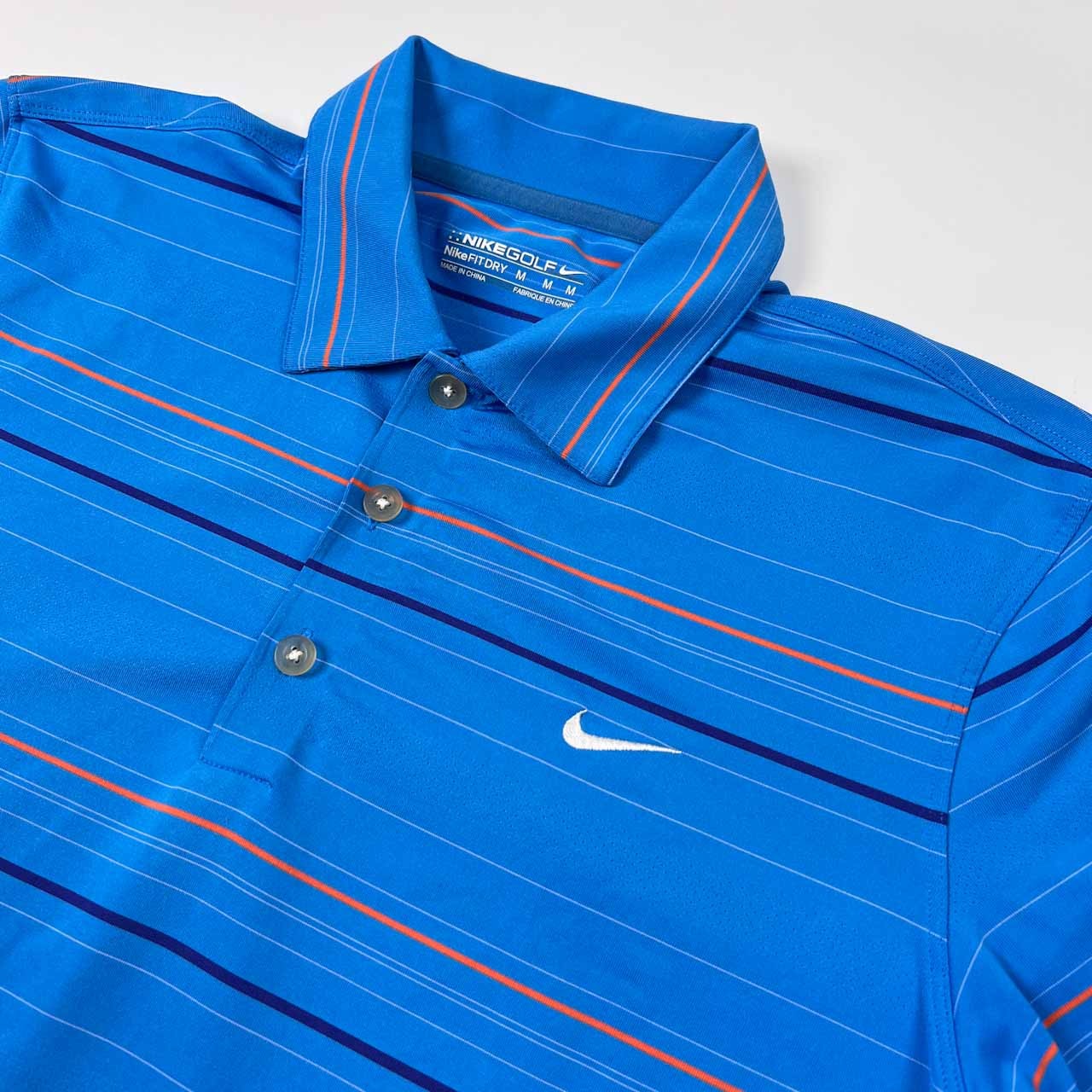 NIKE GOLF ナイキ ゴルフ ボーダー柄 ストレッチ 半袖 ポロシャツ サイズ M /メンズ/ブルー/スポーツ
