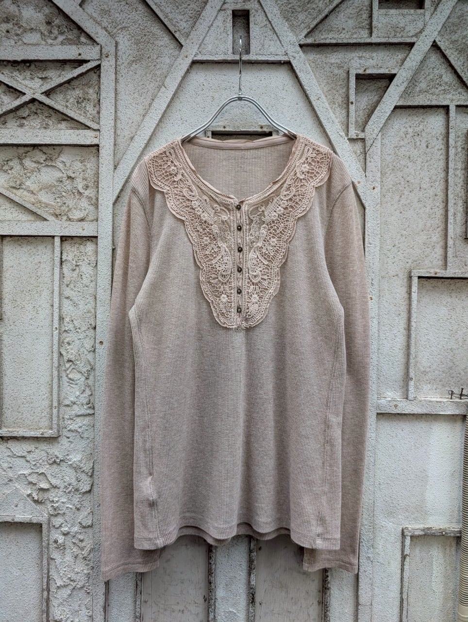 "LACE" henley neck thermal