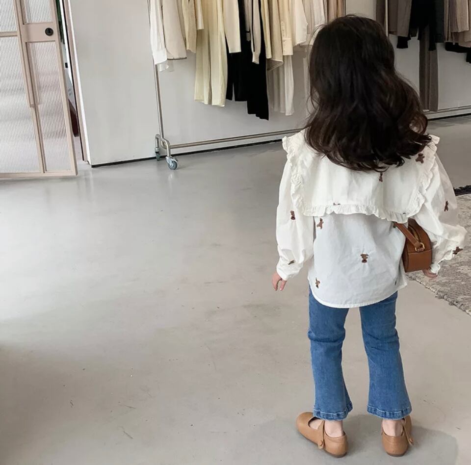 ビックカラーベアブラウス……..くま　シャツ　女の子　プチプラ　海外子供服　韓国　中学