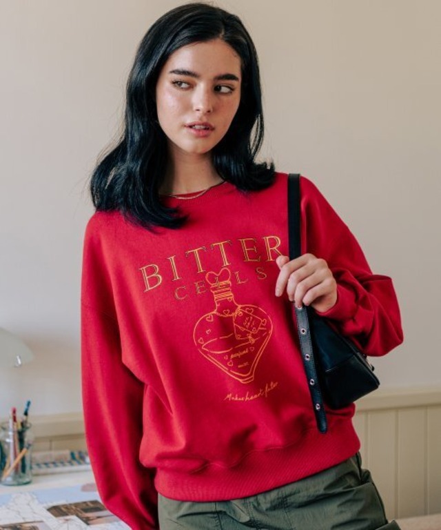 ★【BITTER CELLS】Luv Perfume Sweat Shirt-Red