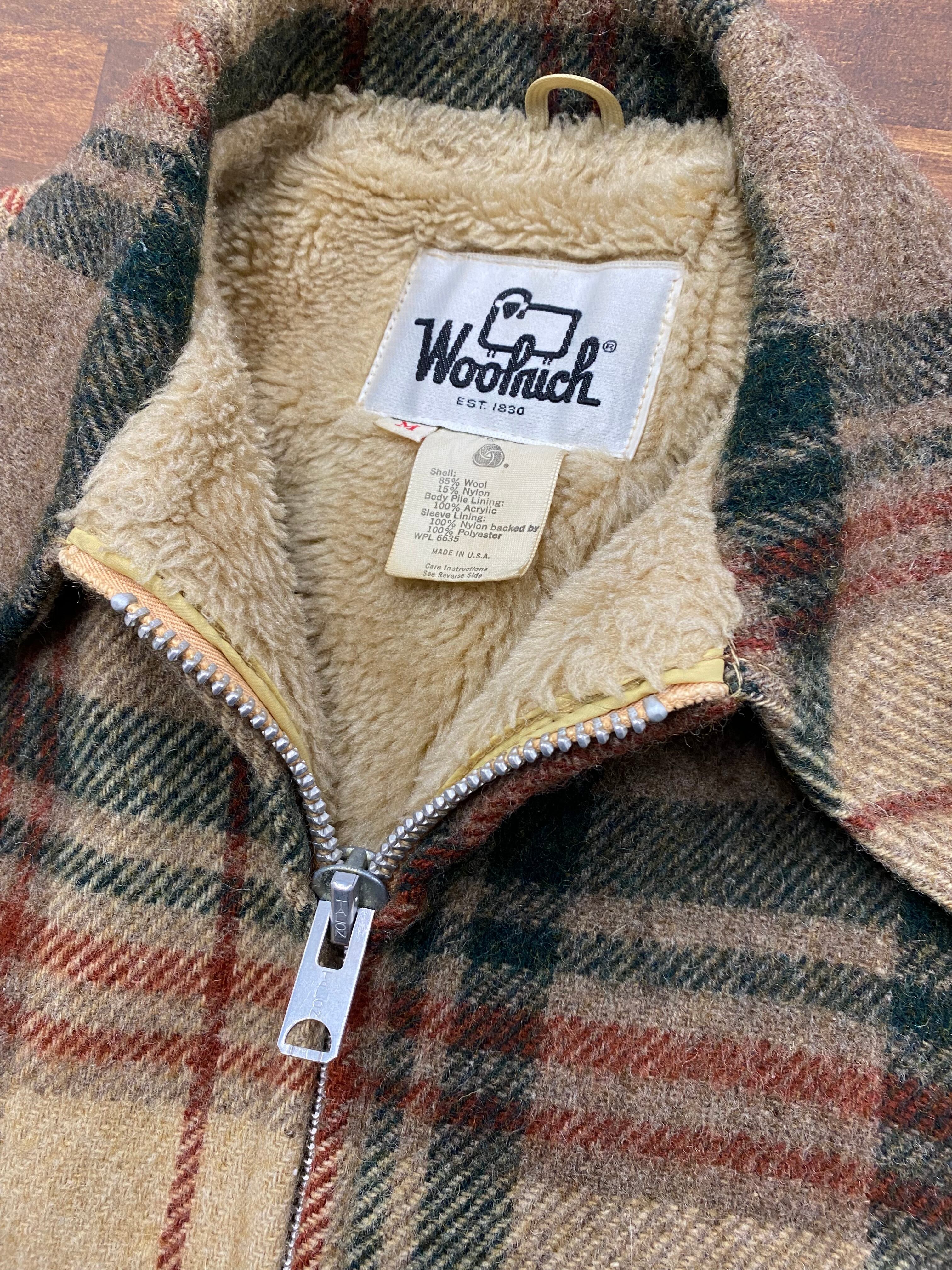 70s USA WoolRich Wool Nylon Boa Check Sports Jacket/L | ACIDHOUSE