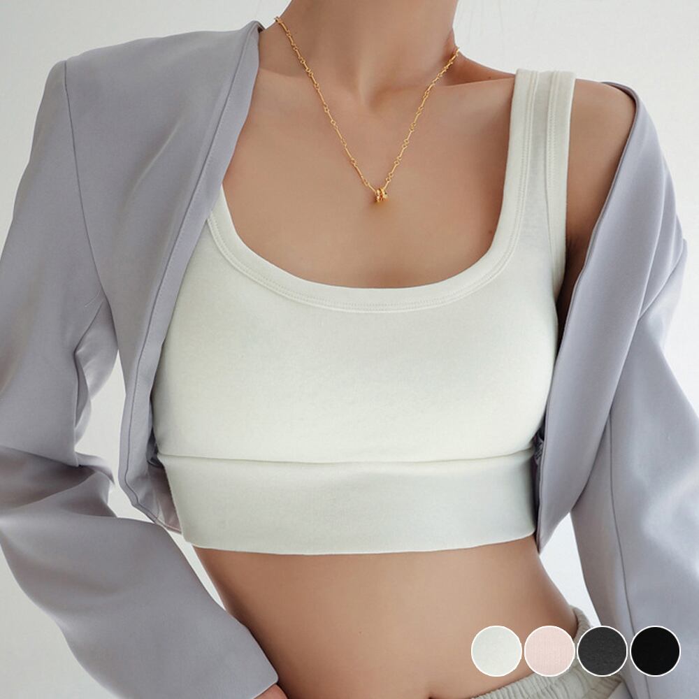 【日本倉庫即納】 タンクトップ ショート丈 カップ付き韓国