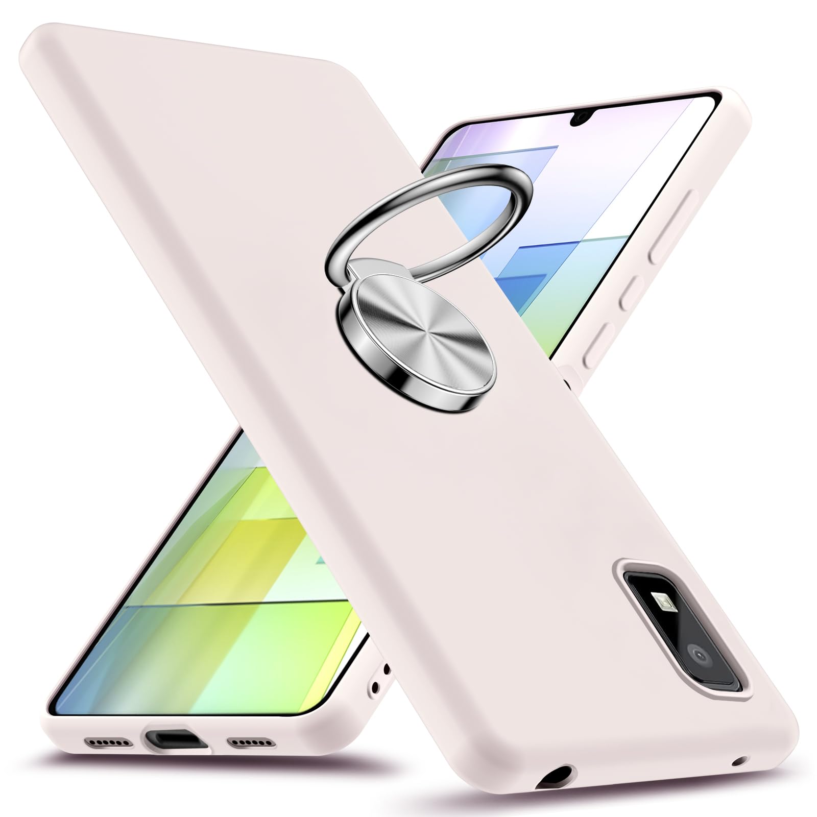 KUJQOC AQUOS Wish/Wish2 用ケース リング付き TPU 耐衝撃 シリコンケース 薄型 ソフト 全面保護カバー
