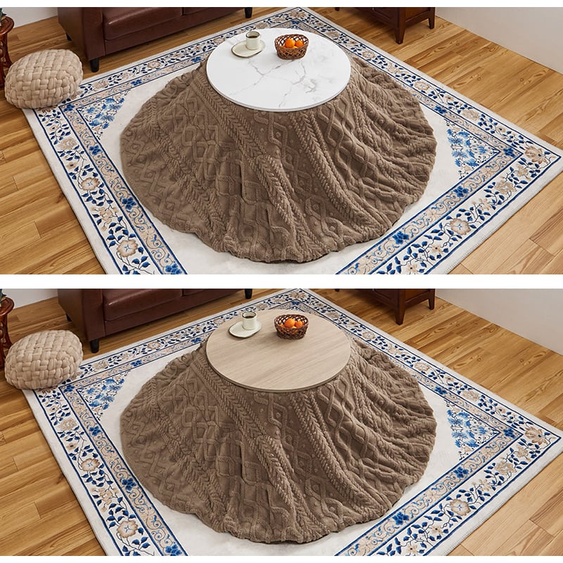 【完成品】 円形カジュアルコタツ＋うす掛け布団 2点セット こたつ2種x掛け布団2種 アイナ68モクモク 幅68cm