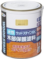 アサヒペン 塗料 ペンキ 水性ウッドステインEX 1.6L 透明 クリヤ 水性 木部用 艶消し ステイン仕上げ 低臭 撥水性 防カビ 防虫 防腐 日本製