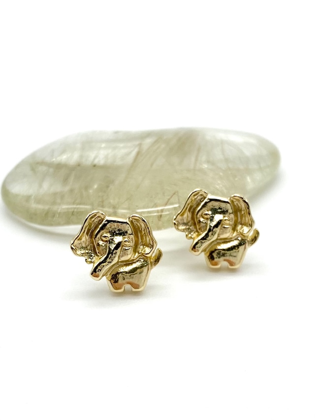 Winnie pierced earrings | baby elephant | gold