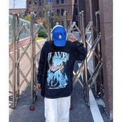 VINTAGE ストリート スケルトンと天使 ロングTシャツ T324