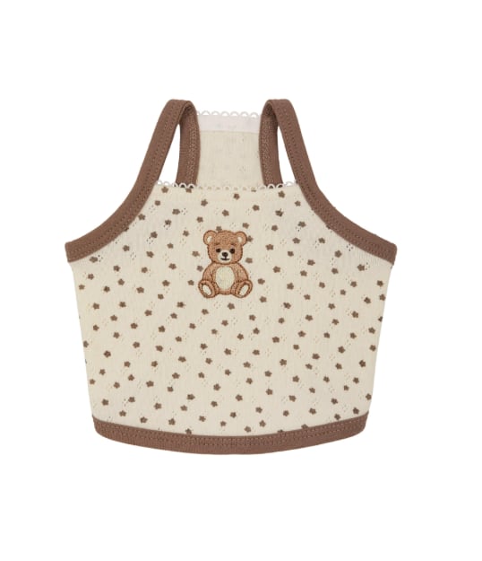 予約【Sallys】Vintage bear top (Milk tea)