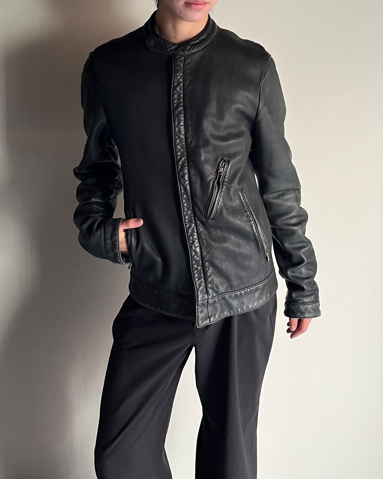 【DOLCE&GABBANA】lamb leather single riders jacket